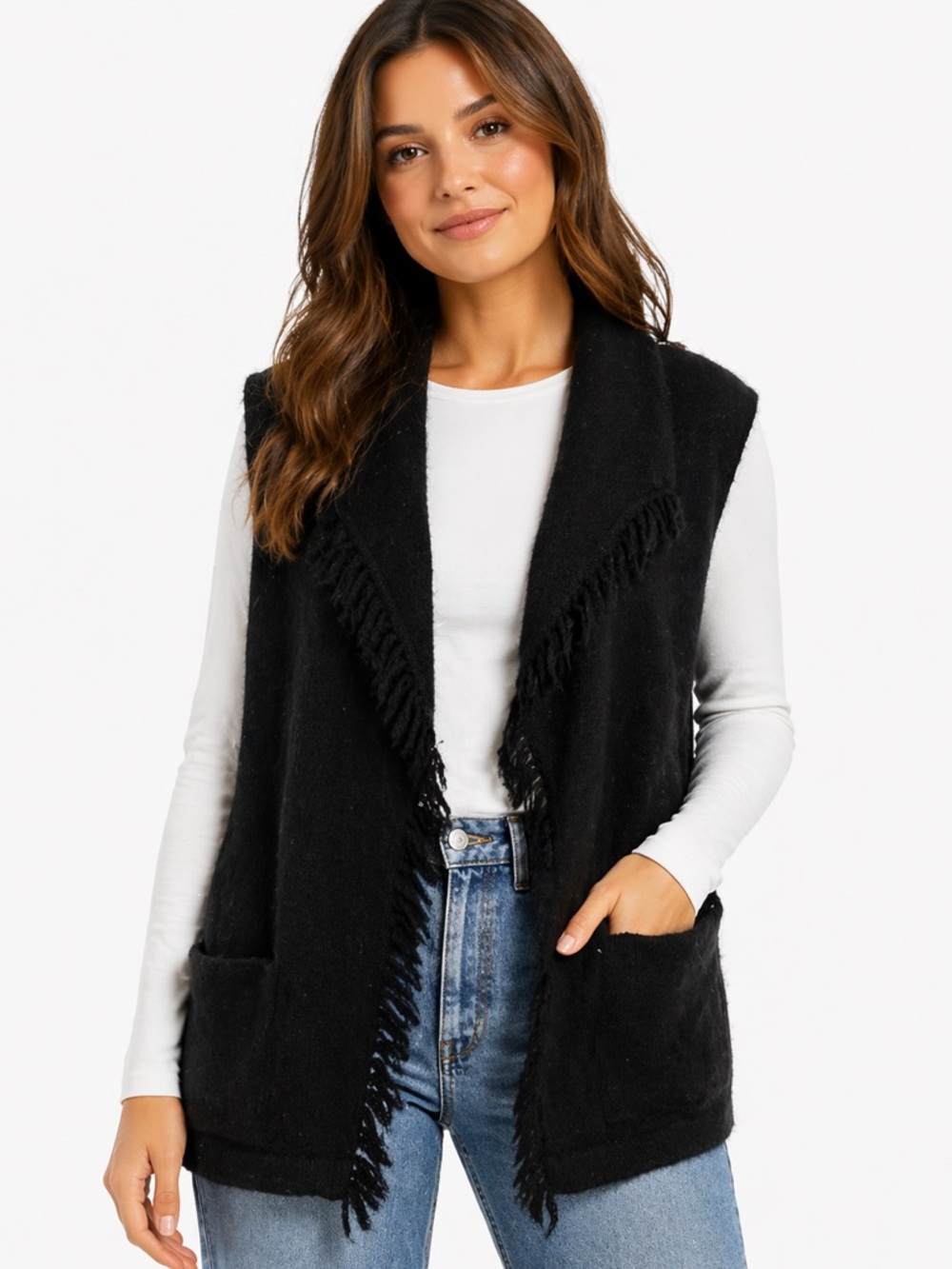 Wilfred Black Fringe Vest
